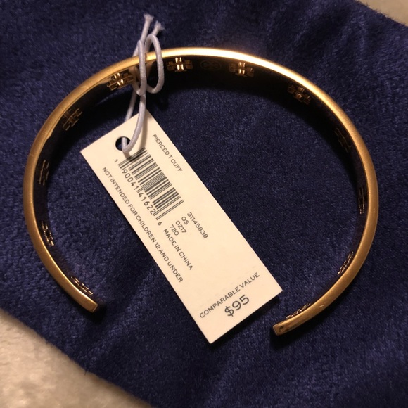 Tory Burch Pierced T Cuff Gold Bracelet - Picture 4 of 6